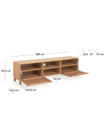 BOMBER Mueble TV 180 cm de madera maciza y chapado en roble