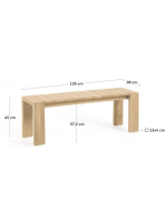 KTOR banc 135 ou 175 ou 215 cm en teck massif pour usage intérieur ou extérieur