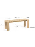 KTOR bench 135 or 175 or 215 cm in solid teak wood for indoor or outdoor use