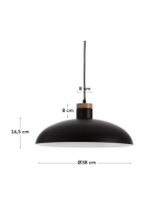 MARGOT schwarzer Kronleuchter mit Lampenschirm aus lackiertem Metall
