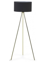 COLAY brass metal tripod with black fabric lampshade floor lamp