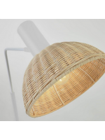 PANAMA floor lamp in white metal and natural rattan