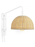 SPIRIT applique in metallo bianco e rattan nturale