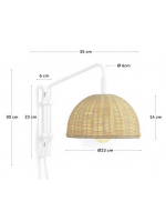 SPIRIT applique in metallo bianco e rattan nturale