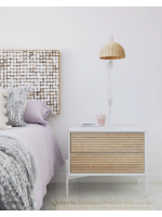 SPIRIT applique in metallo bianco e rattan nturale