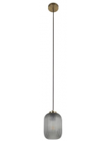 DAREM lampe à suspension en verre gris et métal laiton