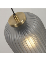 DAREM lampe à suspension en verre gris et métal laiton