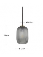 DAREM lampe à suspension en verre gris et métal laiton