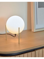 BORIS lampada da tavolo in metallo oro e sfera di vetro satinato design