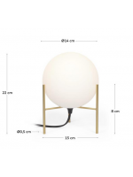 BORIS table lamp in gold metal and design glass sphere