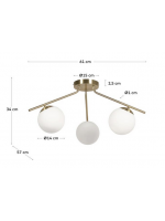 CETUS metal chandelier and 3 enameled glass spheres design