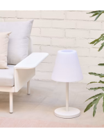 WHITE table lamp with integrated white LED light and different colors for indoor or outdoor