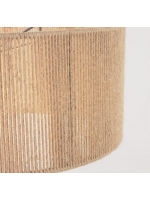 GURU abat-jour pour lampe à suspension en fibre de jute naturelle tressée à la main et métal noir