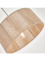 GURU abat-jour pour lampe à suspension en fibre de jute naturelle tressée à la main et métal noir