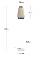 MOLINA floor lamp in metal and blue beige and green rope