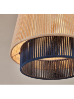 TASPER chandelier in metal and blue beige and brown rope