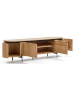 BASCO Meuble TV ou buffet 200 cm en lattes de bois massif design living home