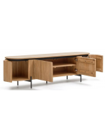 BASCO Mueble de TV o aparador 200 cm en diseño de listones de madera maciza
