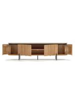 BASCO Meuble TV ou buffet 200 cm en lattes de bois massif design living home