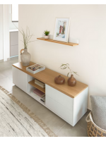 AYAGO shelf 80 or 120 cm long in oak veneer and white lacquer