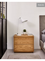 DASTER 53x36 oak veneer bedside table with 2 drawers