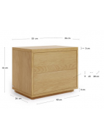 DASTER 53x36 oak veneer bedside table with 2 drawers