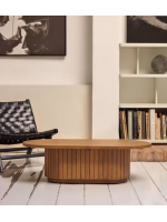 BASCO tavolino ovale 120x60 in legno massello con base dogata design living casa