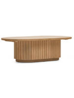 BASCO oval coffee table in solid wood slat design living home