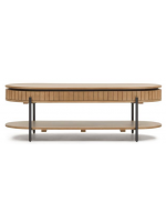 BASCO 135x65 oval coffee table with solid wood drawer with slatted base design living house