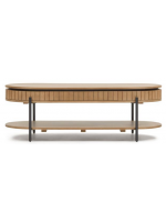 BASCO Table basse ovale 135x65 avec tiroir en bois massif avec sommier design living house