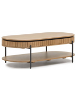 BASCO 135x65 oval coffee table with solid wood drawer with slatted base design living house