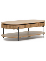 BASCO Table basse ovale 135x65 avec tiroir en bois massif avec sommier design living house