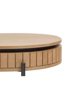 BASCO 135x65 oval coffee table with solid wood drawer with slatted base design living house