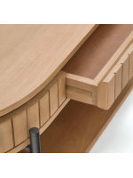 BASCO Table basse ovale 135x65 avec tiroir en bois massif avec sommier design living house