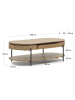 BASCO 135x65 oval coffee table with solid wood drawer with slatted base design living house