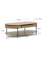 BASCO Table basse ovale 135x65 avec tiroir en bois massif avec sommier design living house