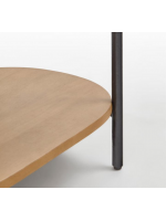 BASCO table de chevet avec tiroir et double étagère en bois massif effet lattes et métal noir design living house