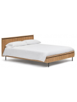 BASCO double bed with 160x200 cm slatted base in solid mango wood with slatted effect