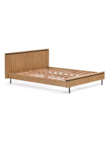 BASCO double bed with 160x200 cm slatted base in solid mango wood with slatted effect