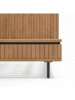 BASCO double bed with 160x200 cm slatted base in solid mango wood with slatted effect