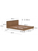 BASCO cama doble con somier de láminas de 160x200 cm de mango macizo con efecto de láminas