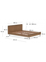 BASCO double bed with 160x200 cm slatted base in solid mango wood with slatted effect