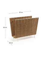 ASTEVA white metal and rattan rack magazine