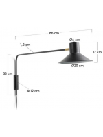 LEVI schwarz mit Metall Lampenschirm Applique Wandleuchte modernes Design