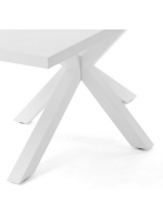 DUCAT 160 ou 180 ou 200 cm Table design fixe mélaminé blanc et pieds acier blanc