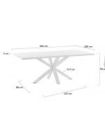 DUCAT 160 oder 180 oder 200 cm Designtisch mit fester weißer Melaminplatte und weißen Stahlbeinen