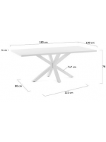 DUCAT 160 oder 180 oder 200 cm Designtisch mit fester weißer Melaminplatte und weißen Stahlbeinen