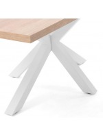 FEDERAL 160 ou 180 ou 200 cm Table design fixe mélaminé naturel et pieds acier blanc