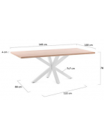 FEDERAL 160 o 180 o 200 cm fisso piano in melammina naturale e gambe in acciaio bianco tavolo design