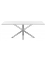 LIMIT 160 or 180 or 200 cm with white melamine top and stainless steel legs fixed table